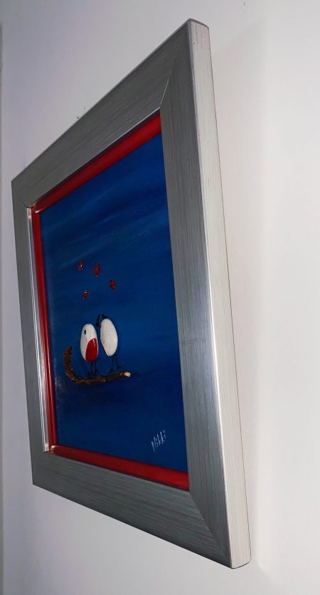 "Love Birds" Original Painting with pebbles - Image 4