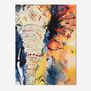 Canvas print of a majestic Indian elephant, featuring intricate details and rich colours, perfect for adding cultural elegance to any space.