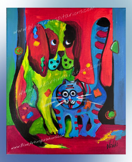 "The Hilarious Cat and Dog Duo" Original Painting - Image 4